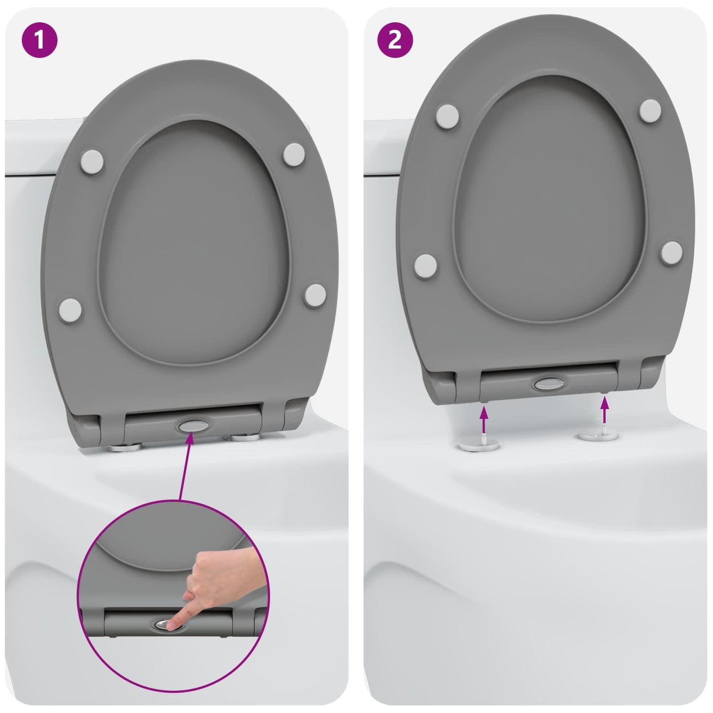 Toilettensitz Grau 45,5 x 37,5 x 3,8 cm Duroplast