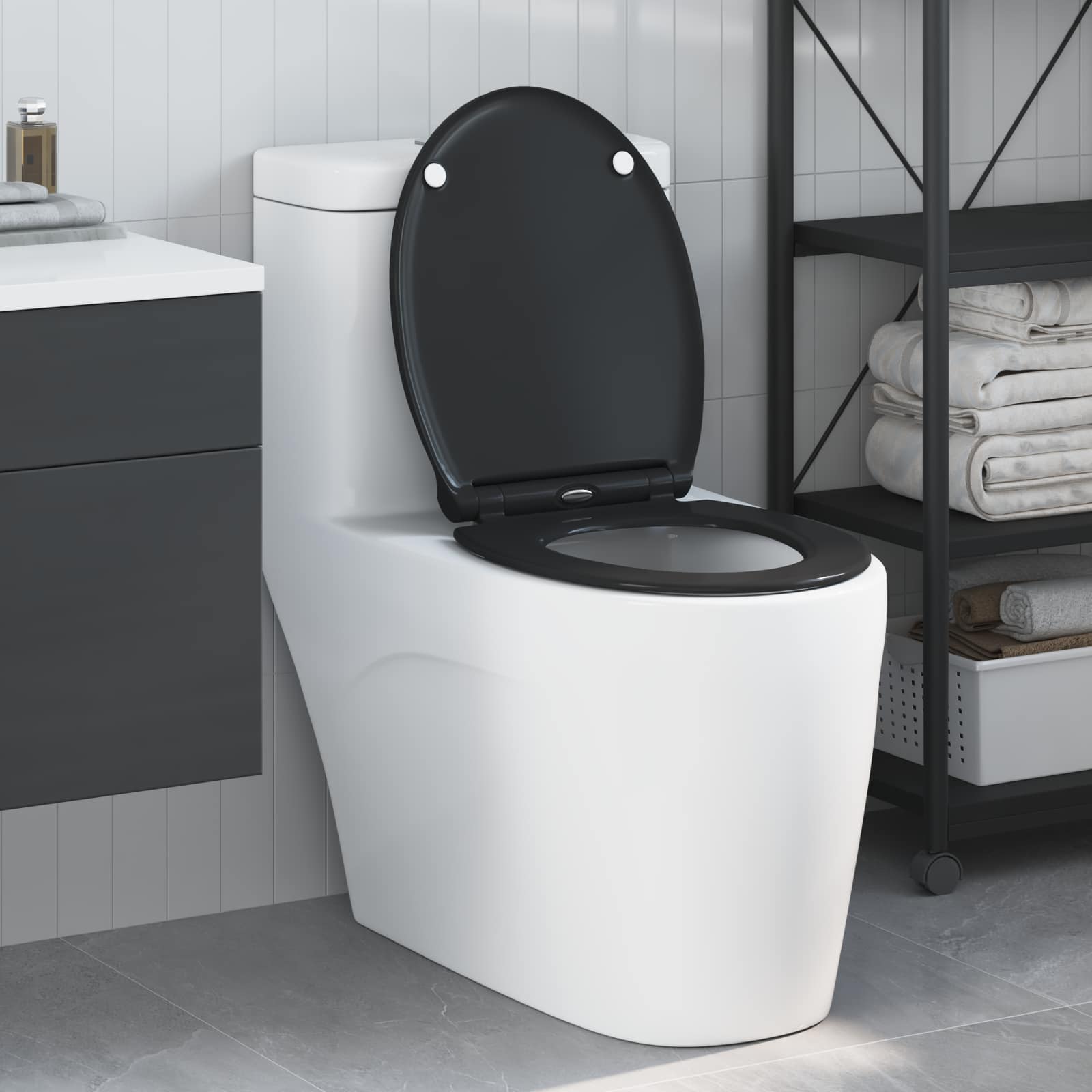 Toilettensitz Schwarz 45,5 x 37,5 x 3,8 cm Duroplast