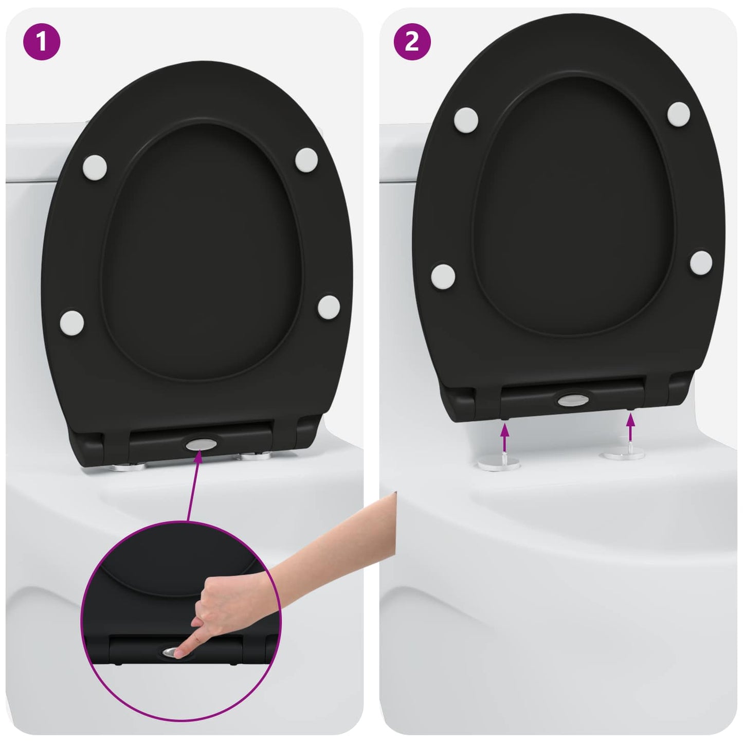 Toilettensitz Schwarz 45,5 x 37,5 x 3,8 cm Duroplast