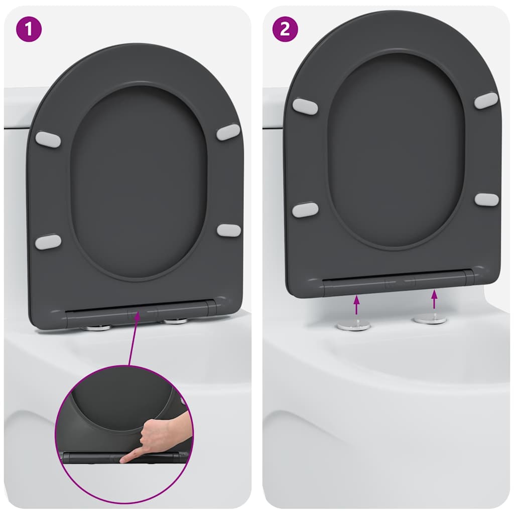Toilettensitz Anthrazit 47 x 36 x 3,4 cm Duroplast
