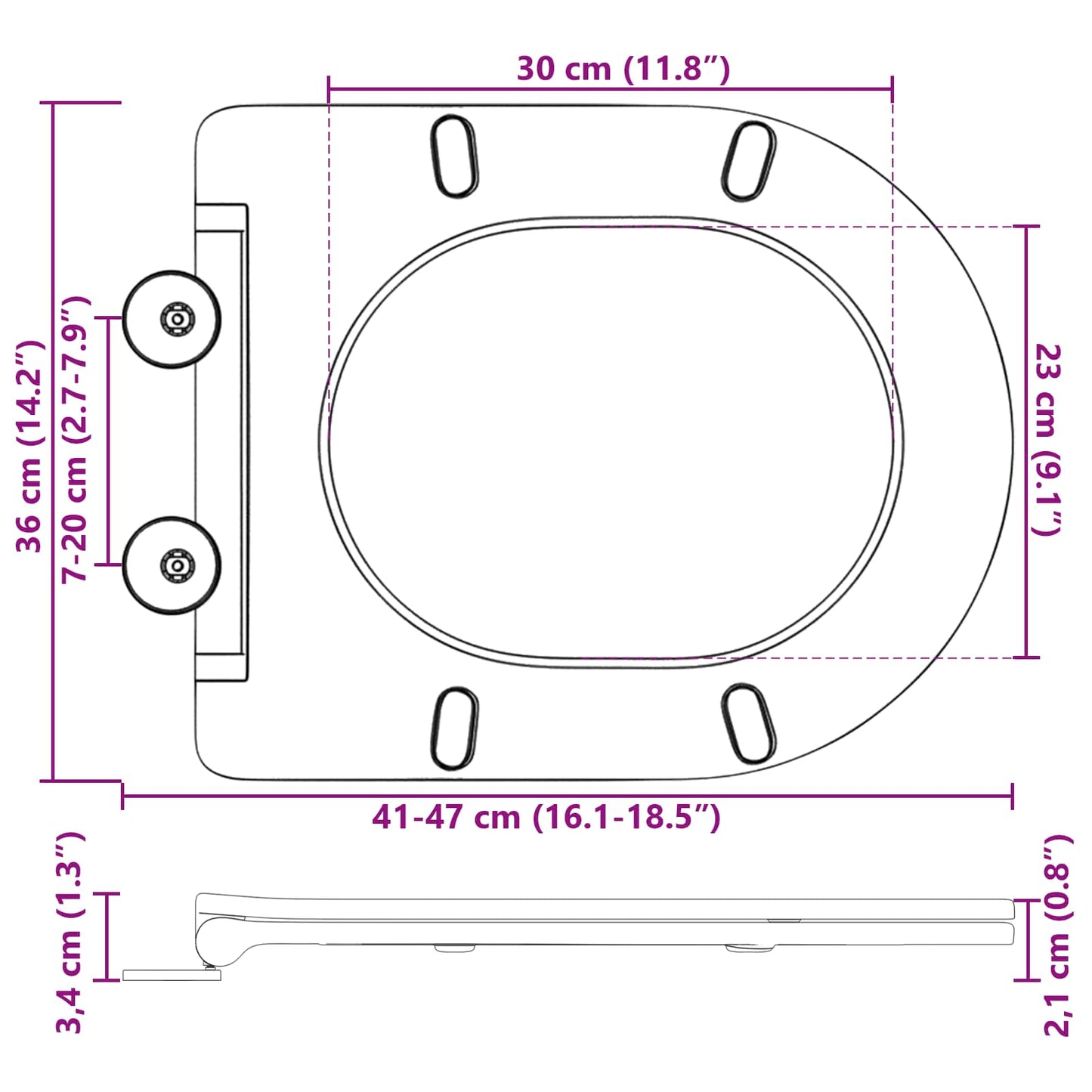 Toilettensitz Schwarz 47 x 36 x 3,4 cm Duroplast