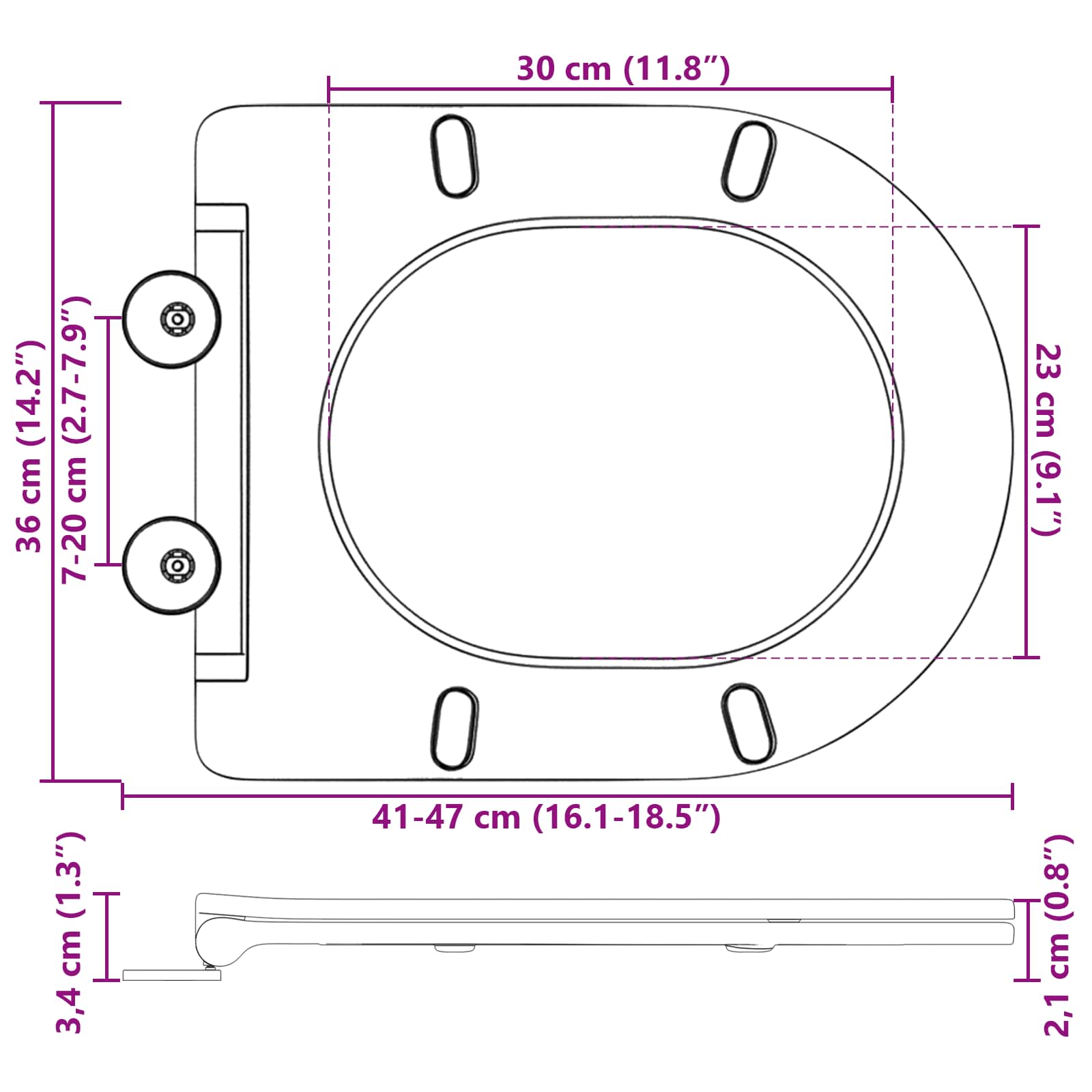 Toilettensitz Schwarz 47 x 36 x 3,4 cm Duroplast