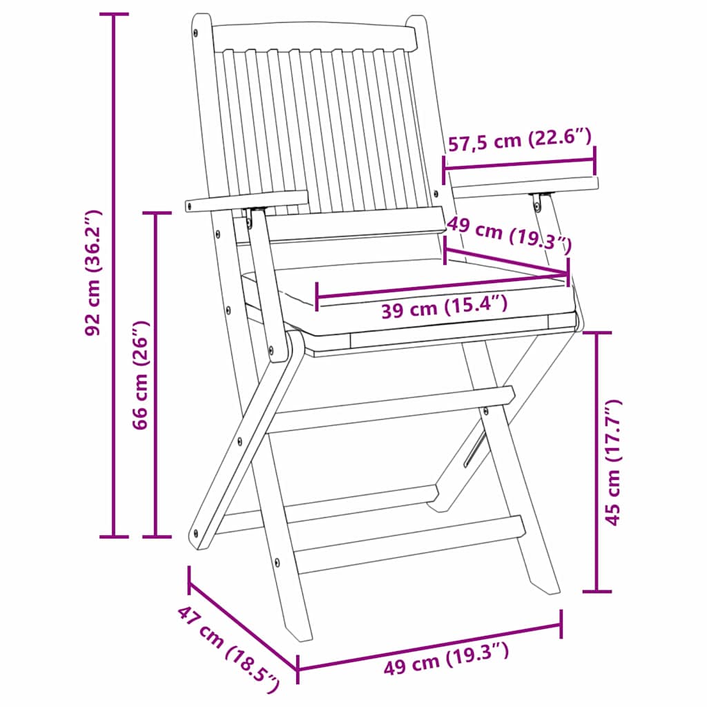 Klappstuhl 4 pcs Weiß 49 x 57,5 x 92 cm Massivholz Akazie