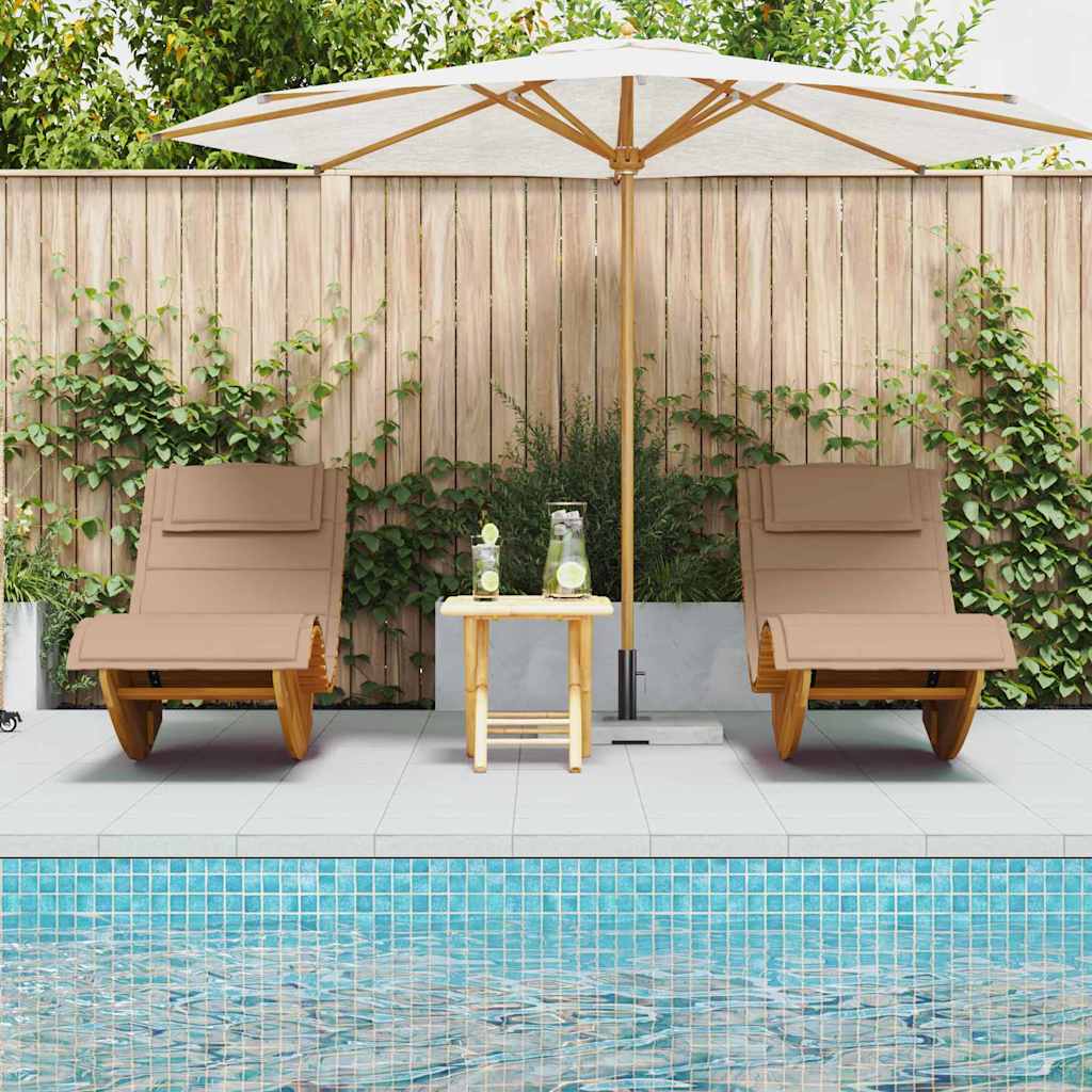 Sonnenliege mit Kissen 2-Person 2 pcs Braun Massivholz Akazie