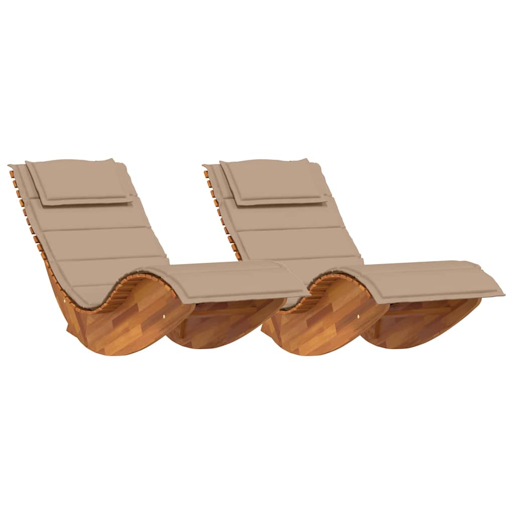 Sonnenliege mit Kissen 2-Person 2 pcs Braun Massivholz Akazie
