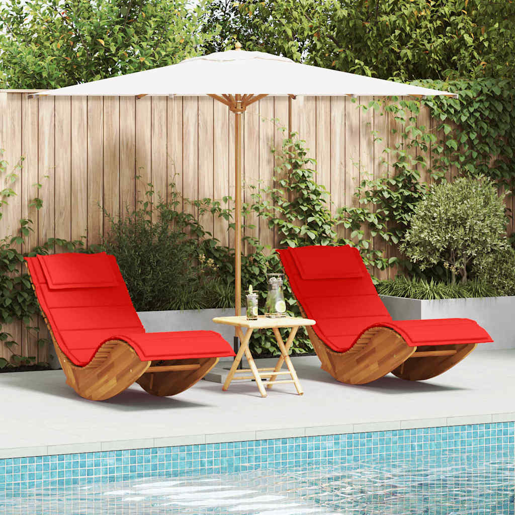 Sonnenliege 2 pcs Braun 60 x 154 x 74cm Massivholz Akazie