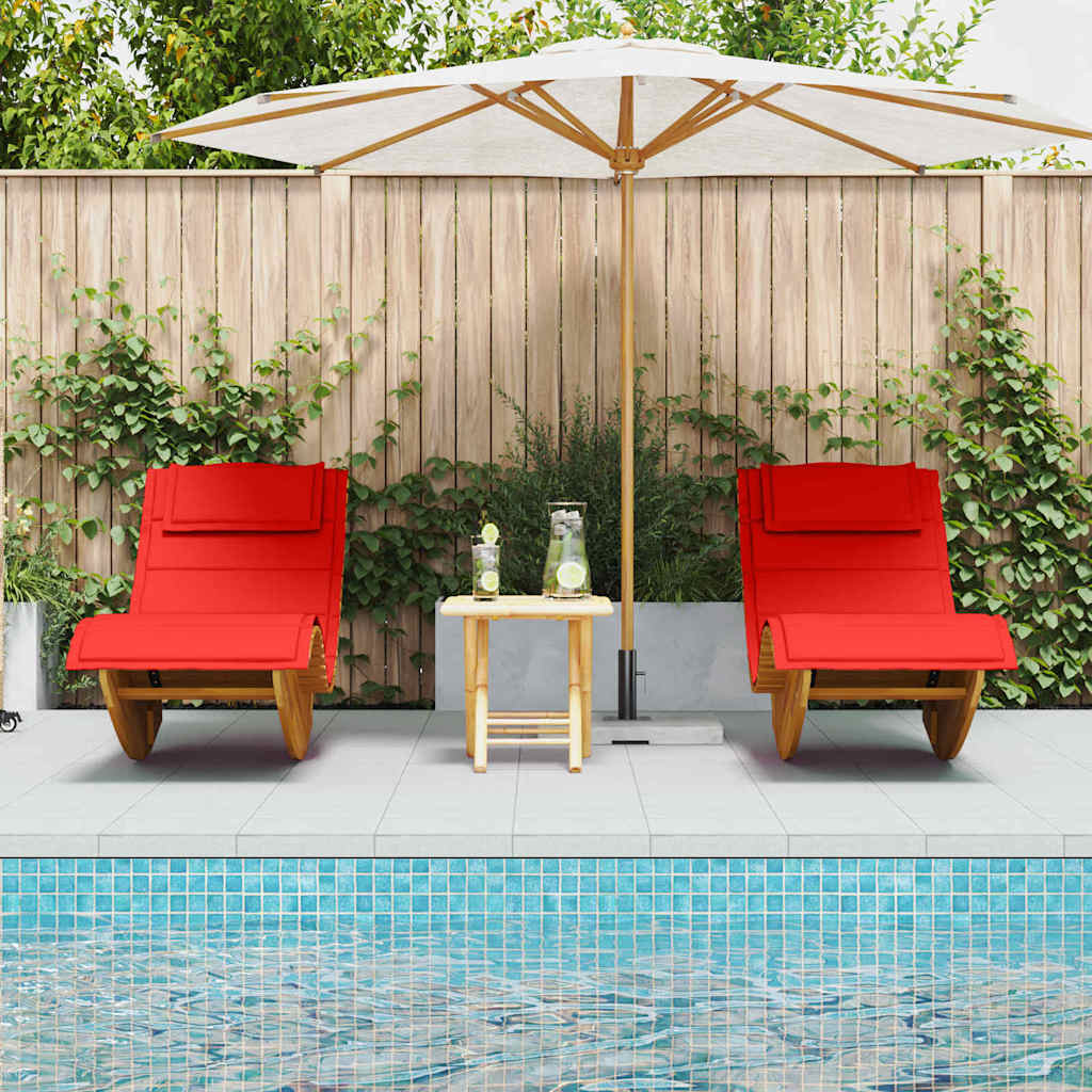 Sonnenliege 2 pcs Braun 60 x 154 x 74cm Massivholz Akazie