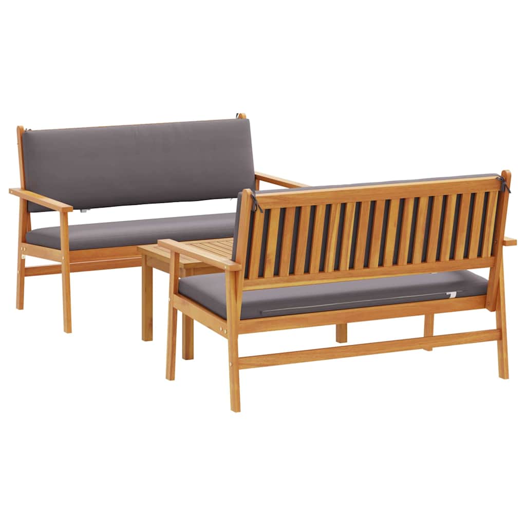 Gartensofa-set 3 stk. 4-Sitzanzahl Braun Massivholz Akazie