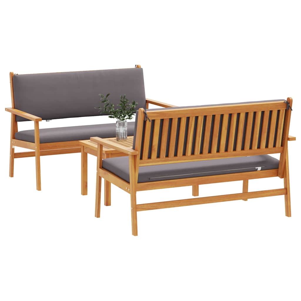 Gartensofa-set 3 stk. 4-Sitzanzahl Braun Massivholz Akazie