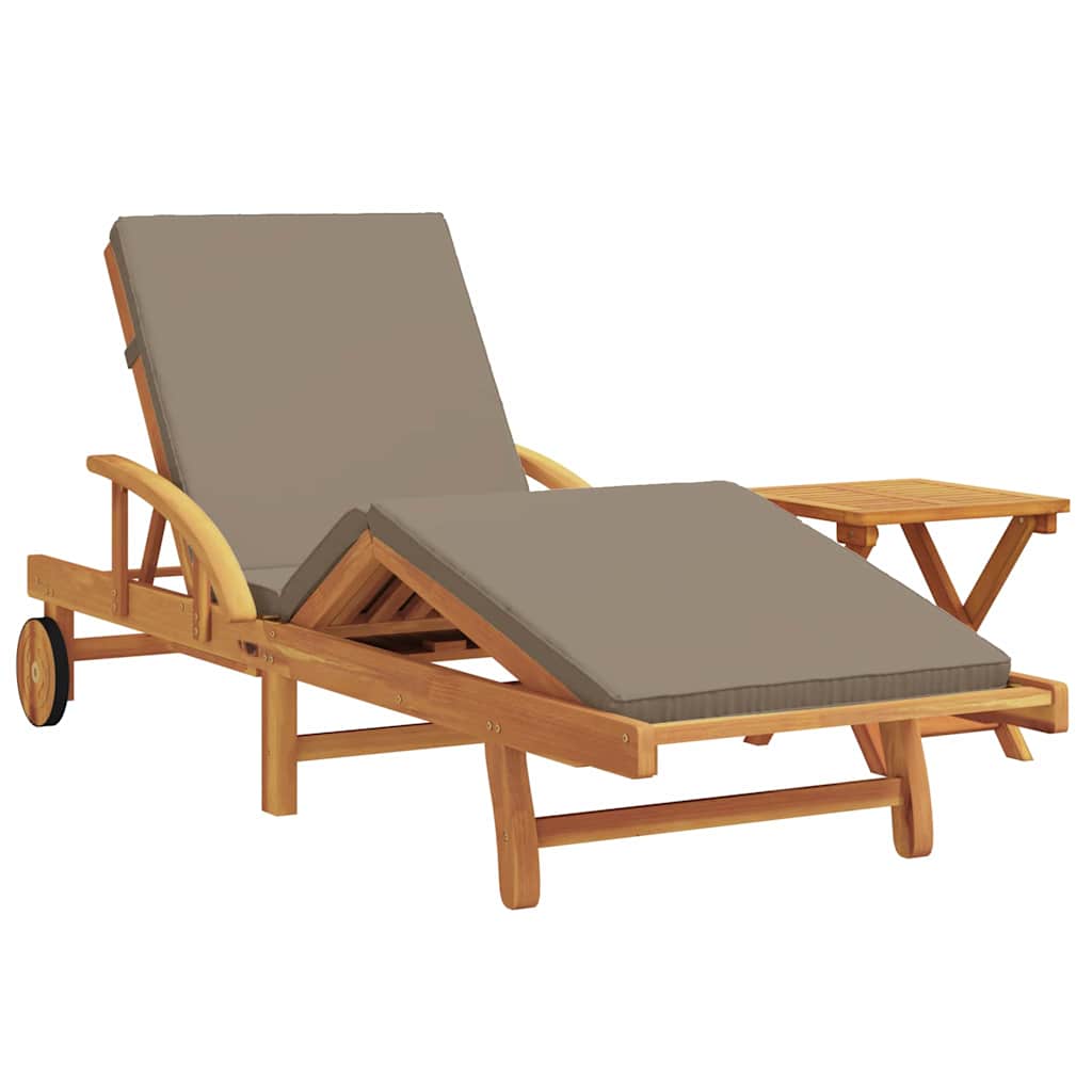 Sonnenliege 2 stk. Massivholz Akazie Taupe