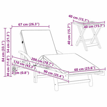 Sonnenliege 2 stk. Massivholz Akazie Taupe