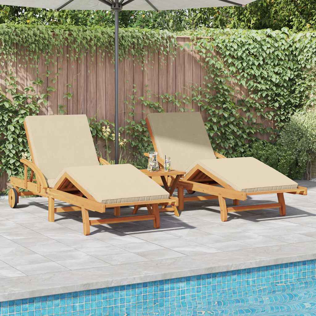 Sonnenliege 3 pcs Beige 40 x 40 x 40cm Massivholz Akazie