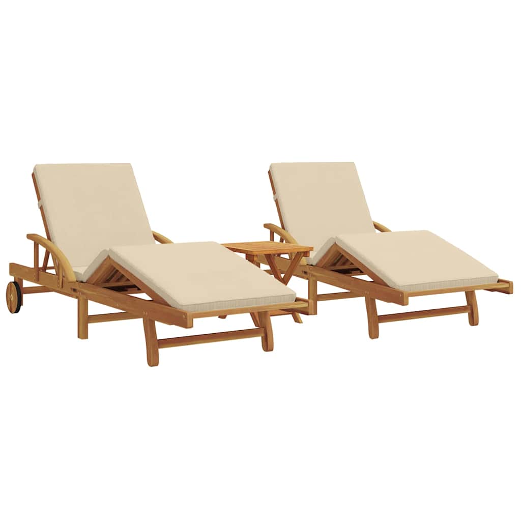 Sonnenliege 3 pcs Beige 40 x 40 x 40cm Massivholz Akazie