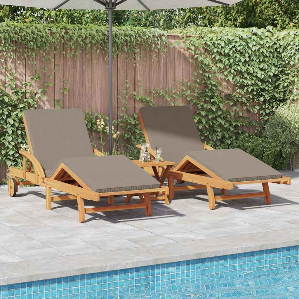Sonnenliege 3 pcs Taupe 40 x 40 x 40cm Massivholz Akazie