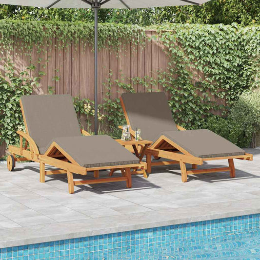 Sonnenliege 3 pcs Taupe 40 x 40 x 40cm Massivholz Akazie