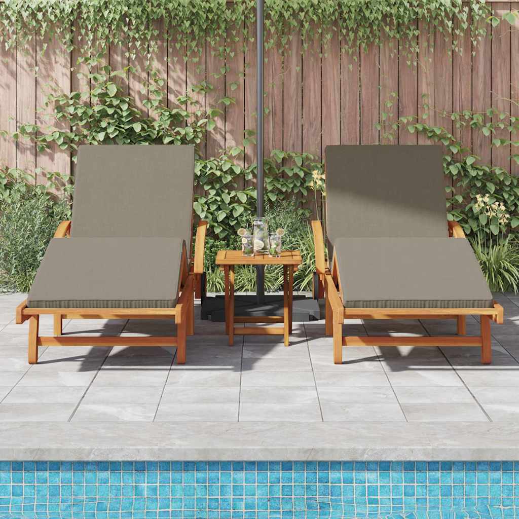 Sonnenliege 3 pcs Taupe 40 x 40 x 40cm Massivholz Akazie