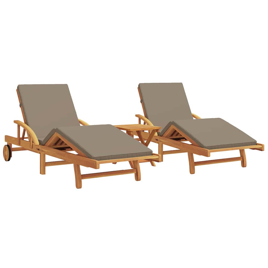 Sonnenliege 3 pcs Taupe 40 x 40 x 40cm Massivholz Akazie