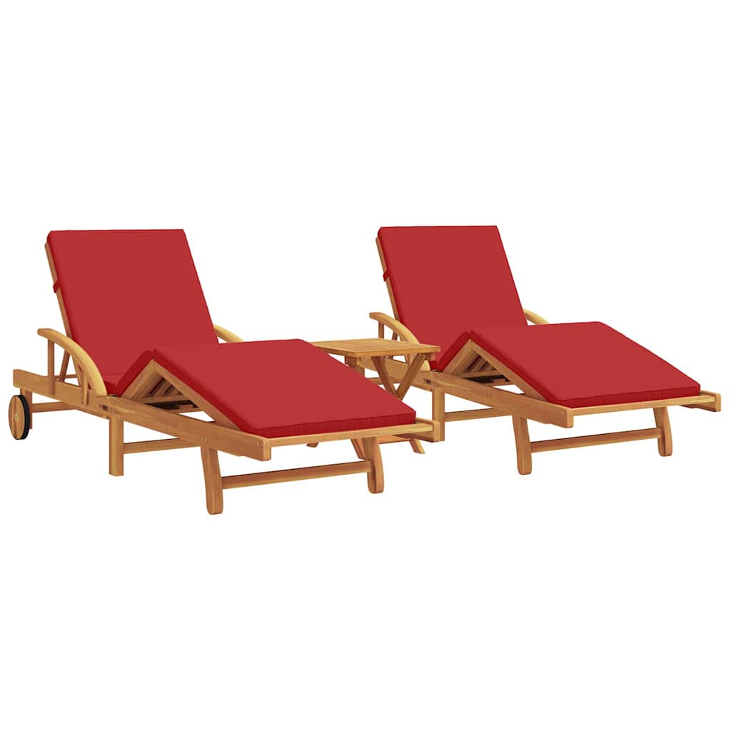 Sonnenliege 2-Person 3 pcs Rot 40 x 40 x 40cm Massivholz Akazie