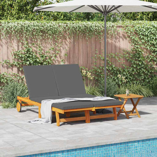 Sonnenliege mit Kissen Braun 125 x 200 x 84cm Massivholz Akazie