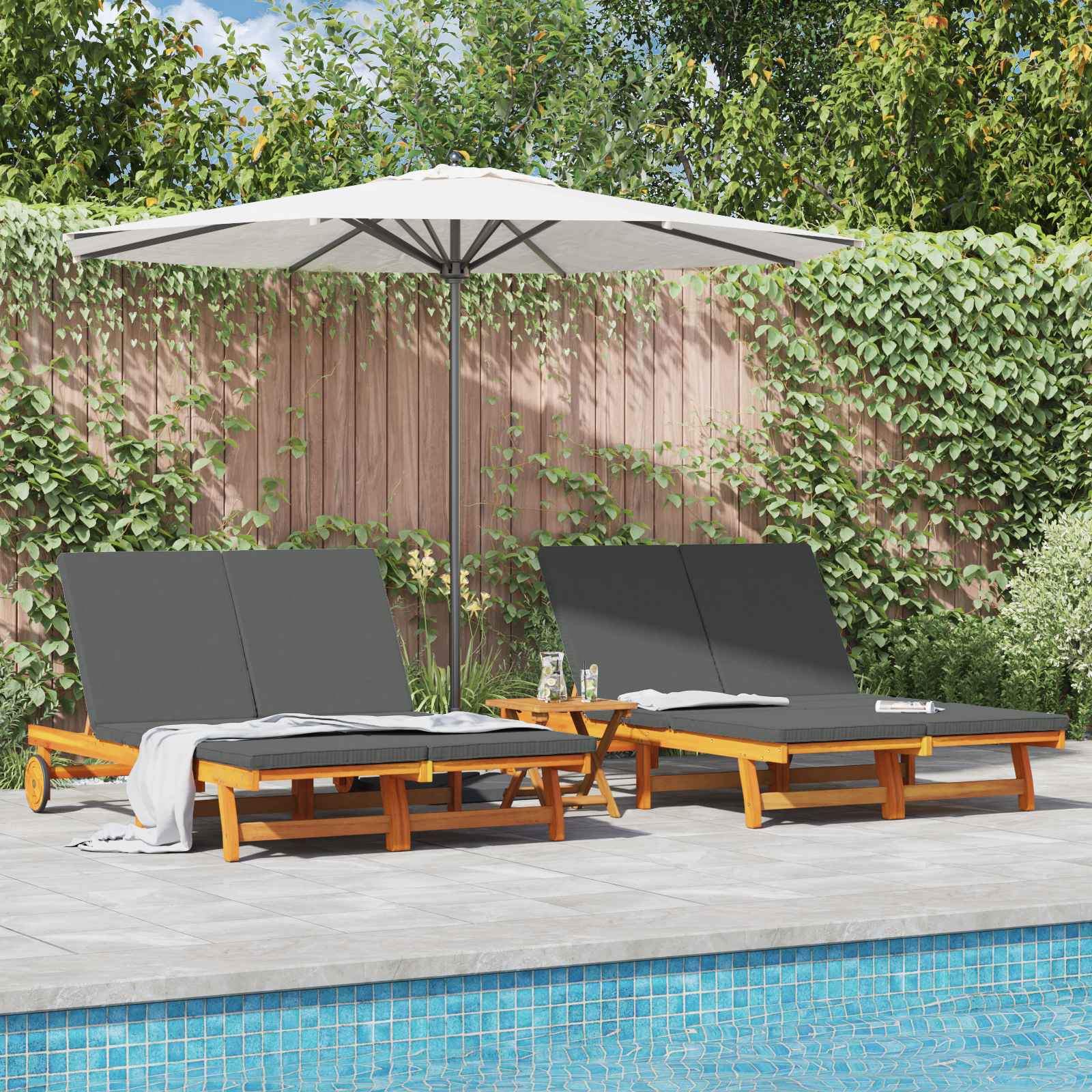 Sonnenliege Braun 125 x 200 x 84 cm Massivholz Akazie