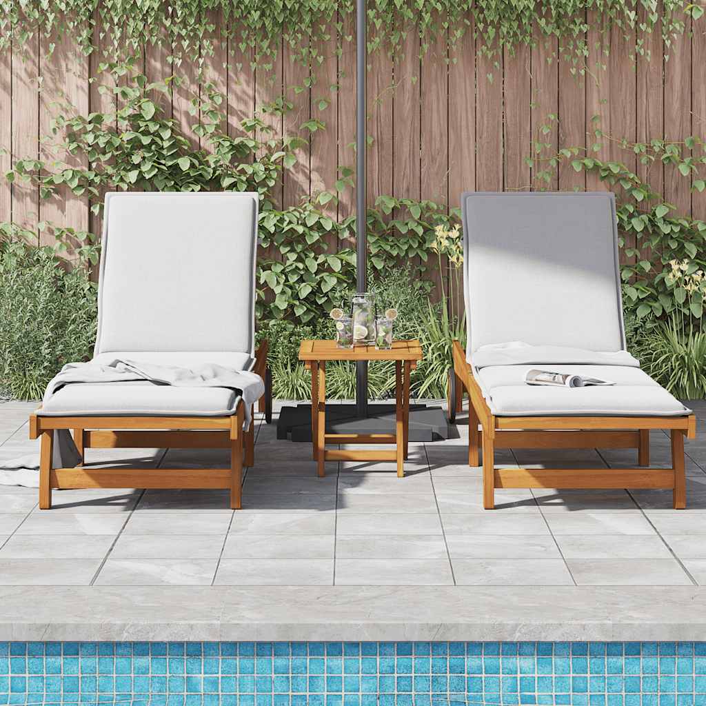 Chaises longues, lot de 2, en bois d'acacia massif