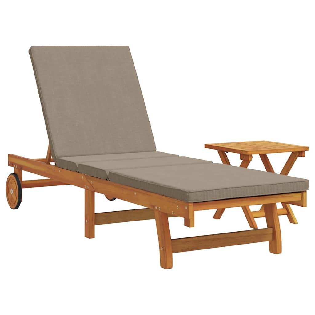 Sonnenliege 1-Person 2 pcs Braun Massivholz Akazie