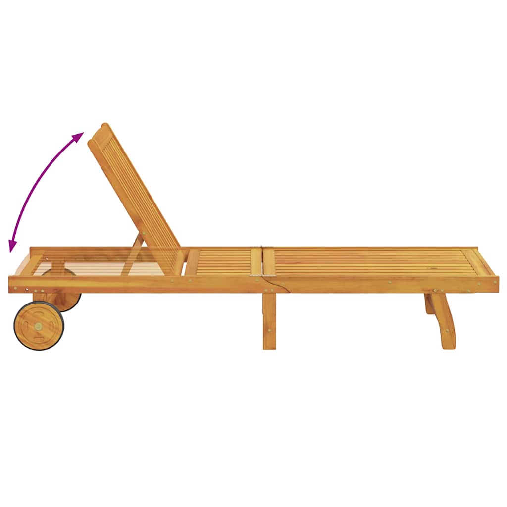 Sonnenliegen 2 Stk. mit Tisch Massivholz Akazie