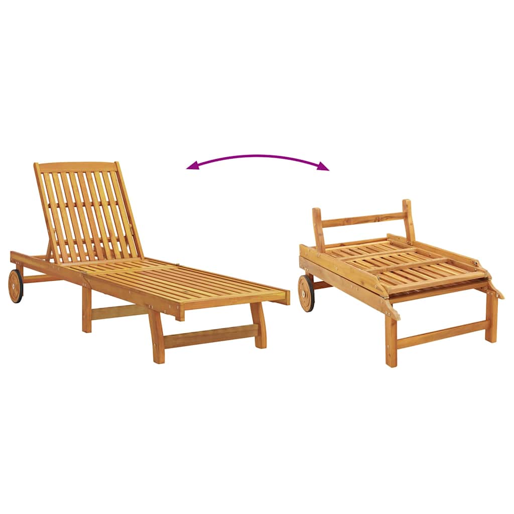 Sonnenliegen 2 Stk. mit Tisch Massivholz Akazie
