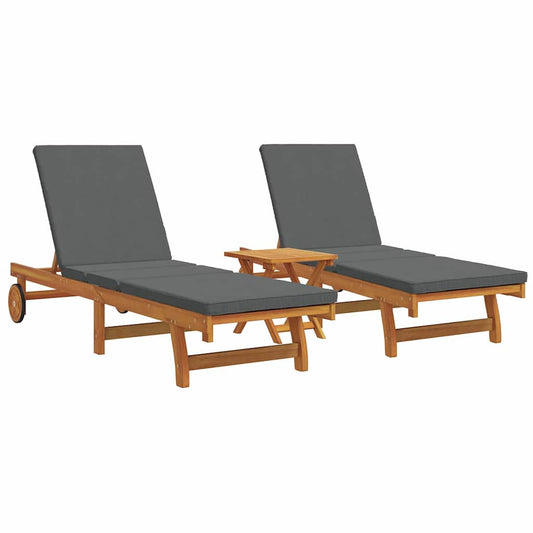 Sonnenliege 3 pcs Braun 40 x 40 x 40cm Massivholz Akazie