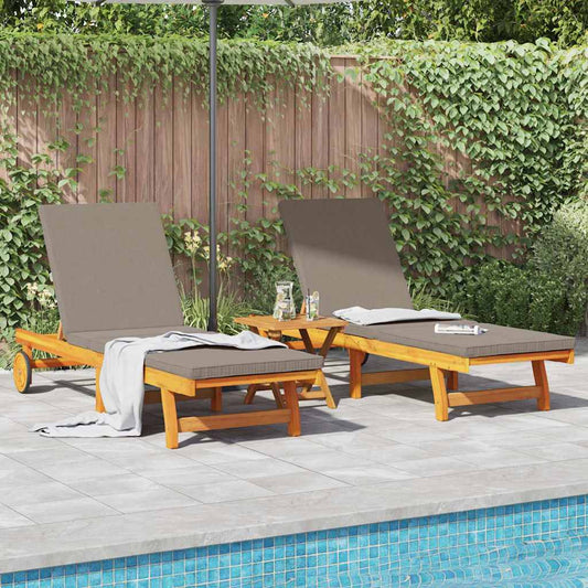Sonnenliege 3 pcs Braun 40 x 40 x 40cm Massivholz Akazie