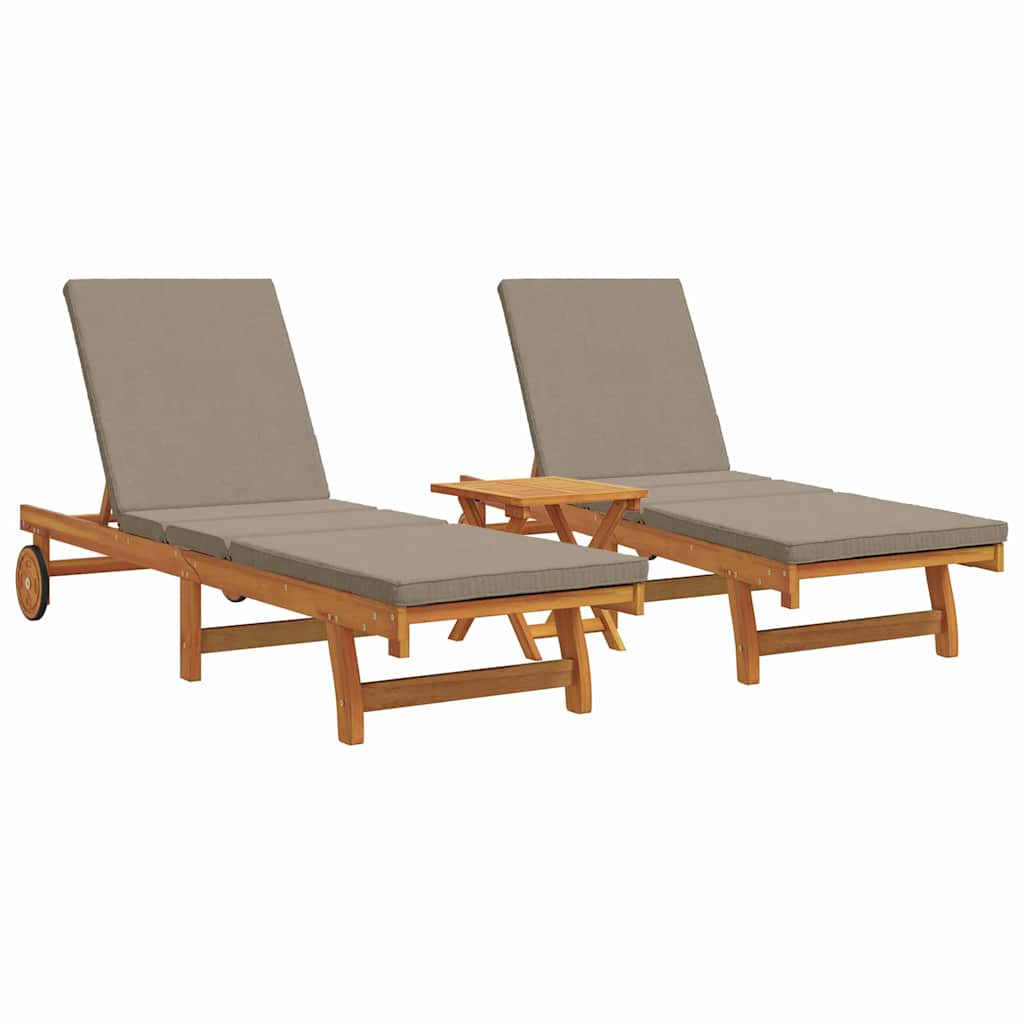 Sonnenliege 3 pcs Braun 40 x 40 x 40cm Massivholz Akazie