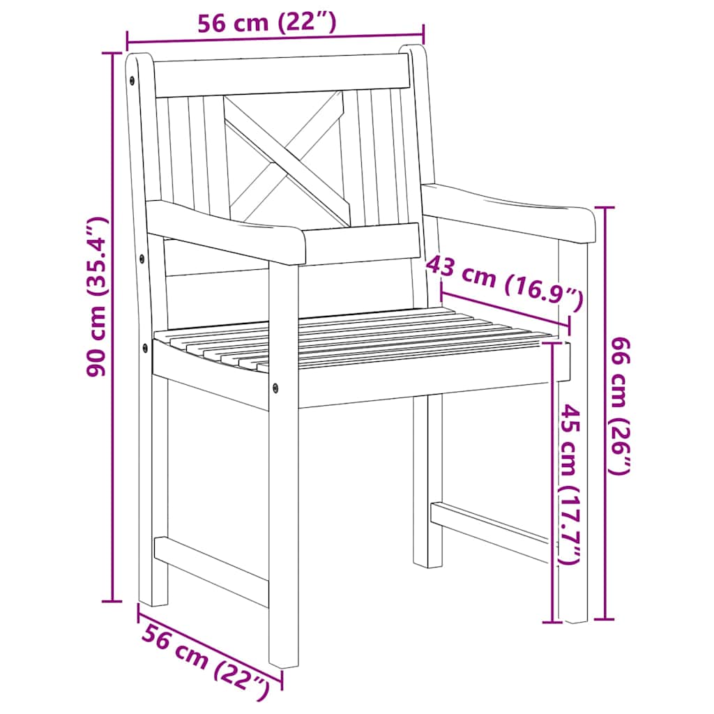 Gartenstühle 8 stk. Natur Massives Akazienholz