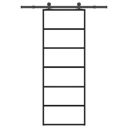 Schiebetür mit Beschlag 76x205 cm ESG-Glas & Aluminium
