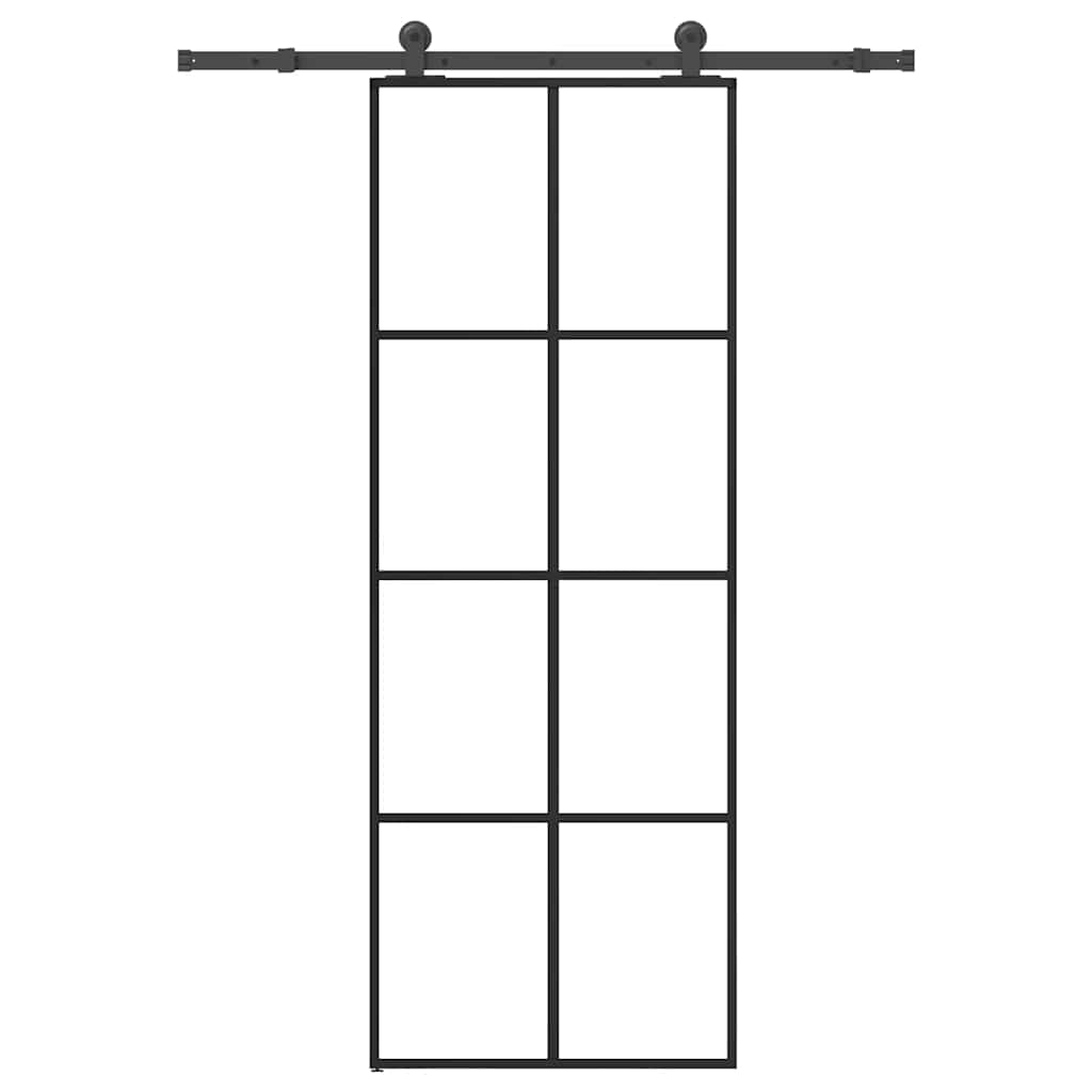 Schiebetür mit Beschlag 76x205 cm ESG-Glas & Aluminium