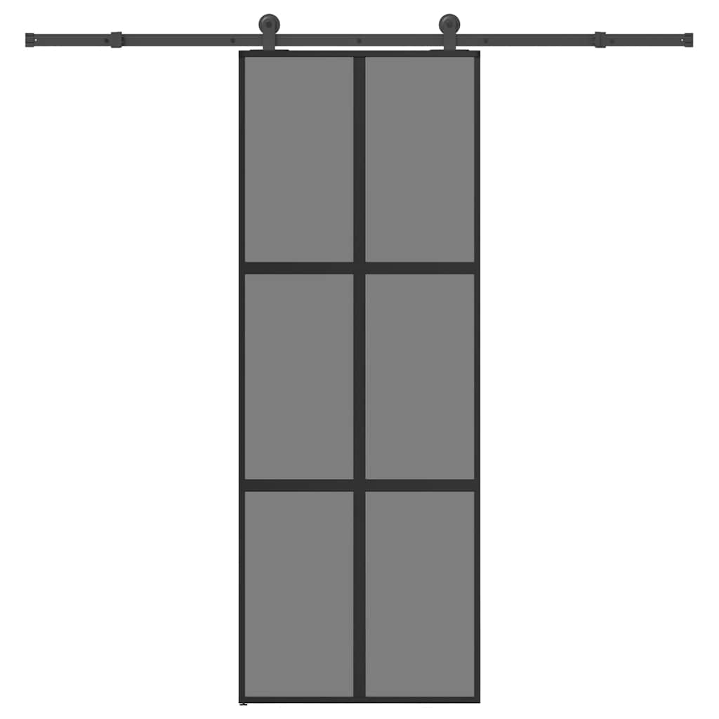 Schiebetür mit Beschlag 76x205 cm Hartglas & Aluminium