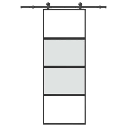 Schiebetür mit Beschlag 76x205 cm Hartglas & Aluminium