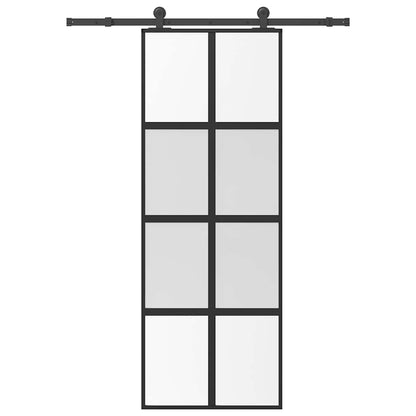 Schiebetür mit Beschlag 76x205 cm Hartglas & Aluminium