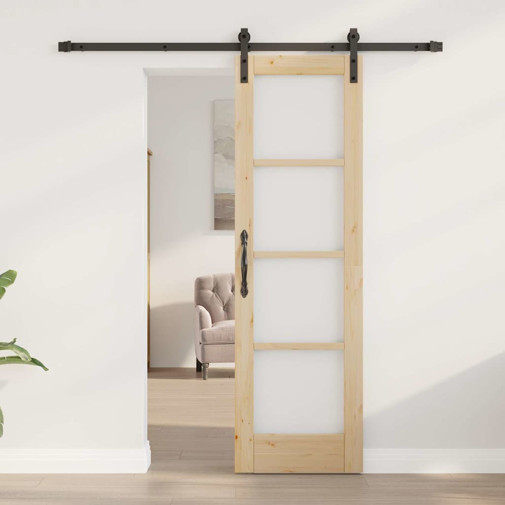Schiebetür ORKDAL Natur 61 x 198,5 cm Solid Pine Wood and Glass