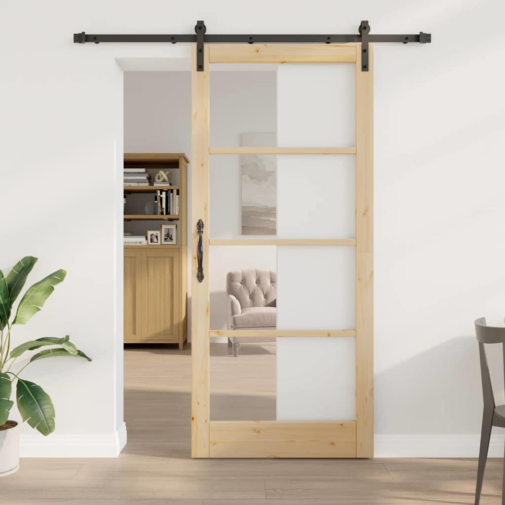 Schiebetür ORKDAL Natürlich und Schwarz 93 x 211 cm