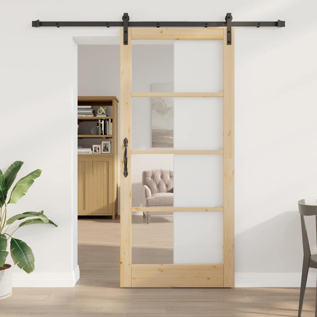 Schiebetür ORKDAL Natürlich und Schwarz 93 x 211 cm