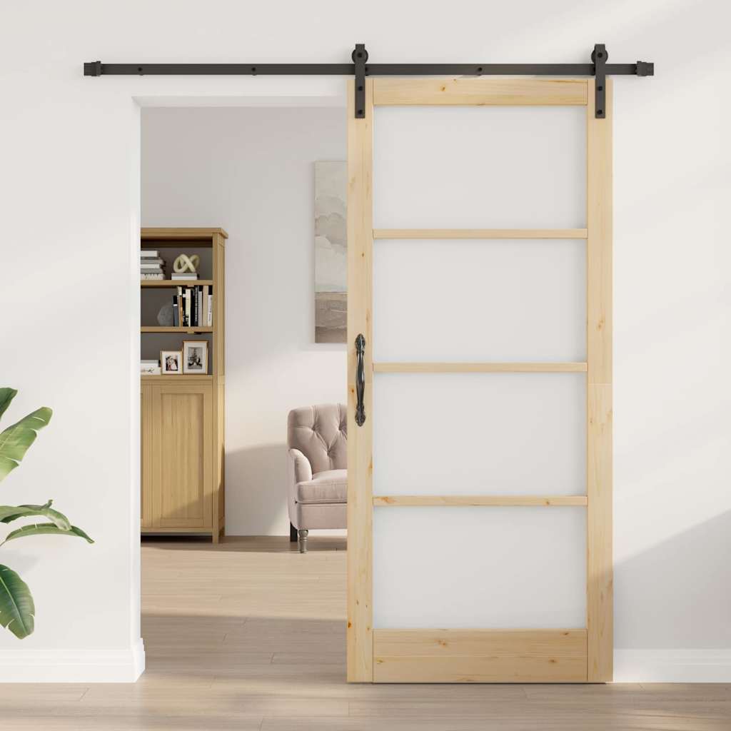 Schiebetür ORKDAL Natürlich und Schwarz 93 x 211 cm