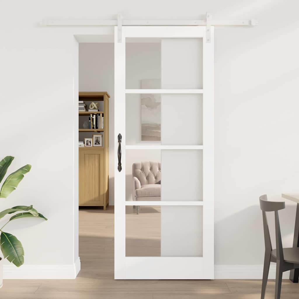 Schiebetür ORKDAL Weiß 83 x 211 cm Solid Pine Wood and Glass