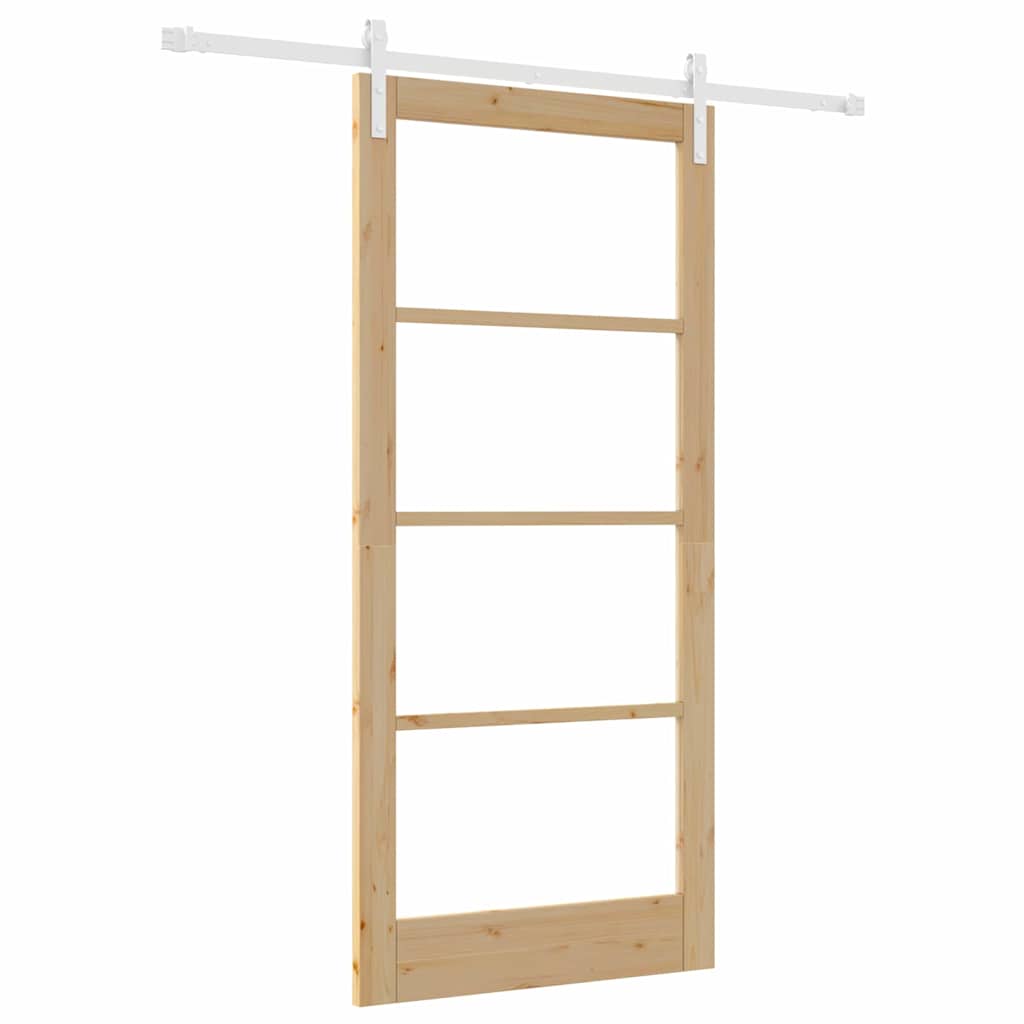 Schiebetür ORKDAL Natur 93 x 202 cm Solid Pine Wood and Glass