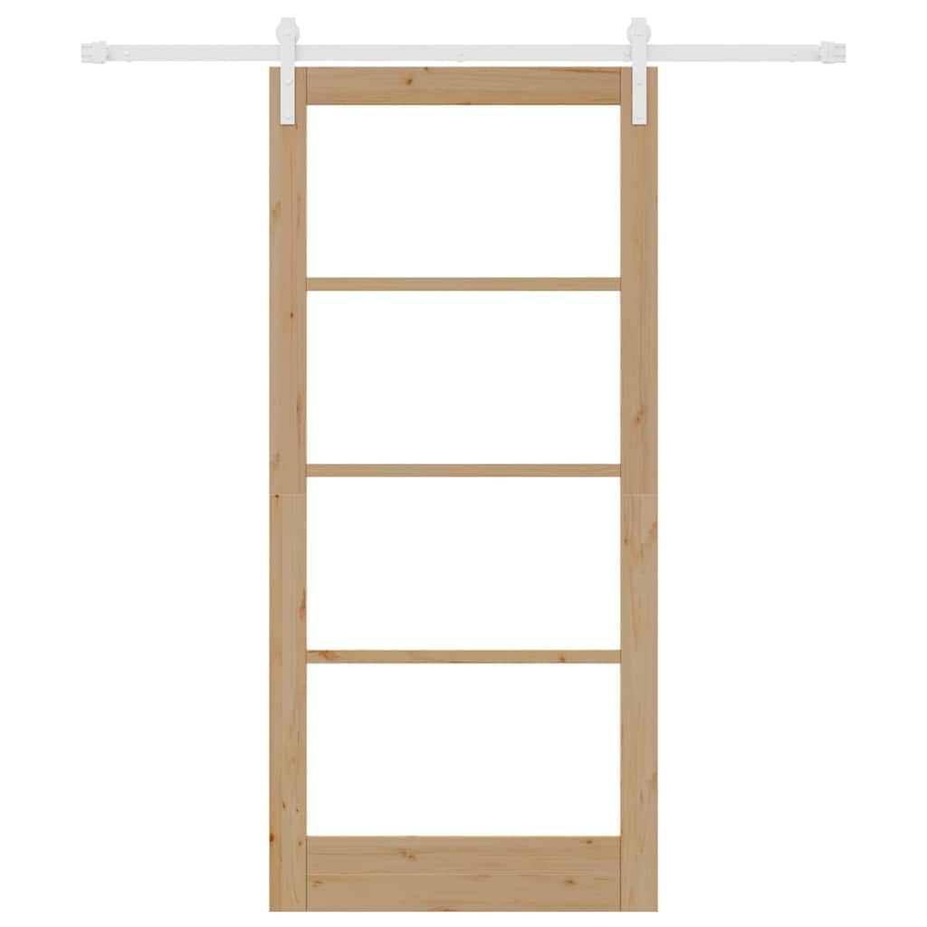 Schiebetür ORKDAL Natur 93 x 202 cm Solid Pine Wood and Glass