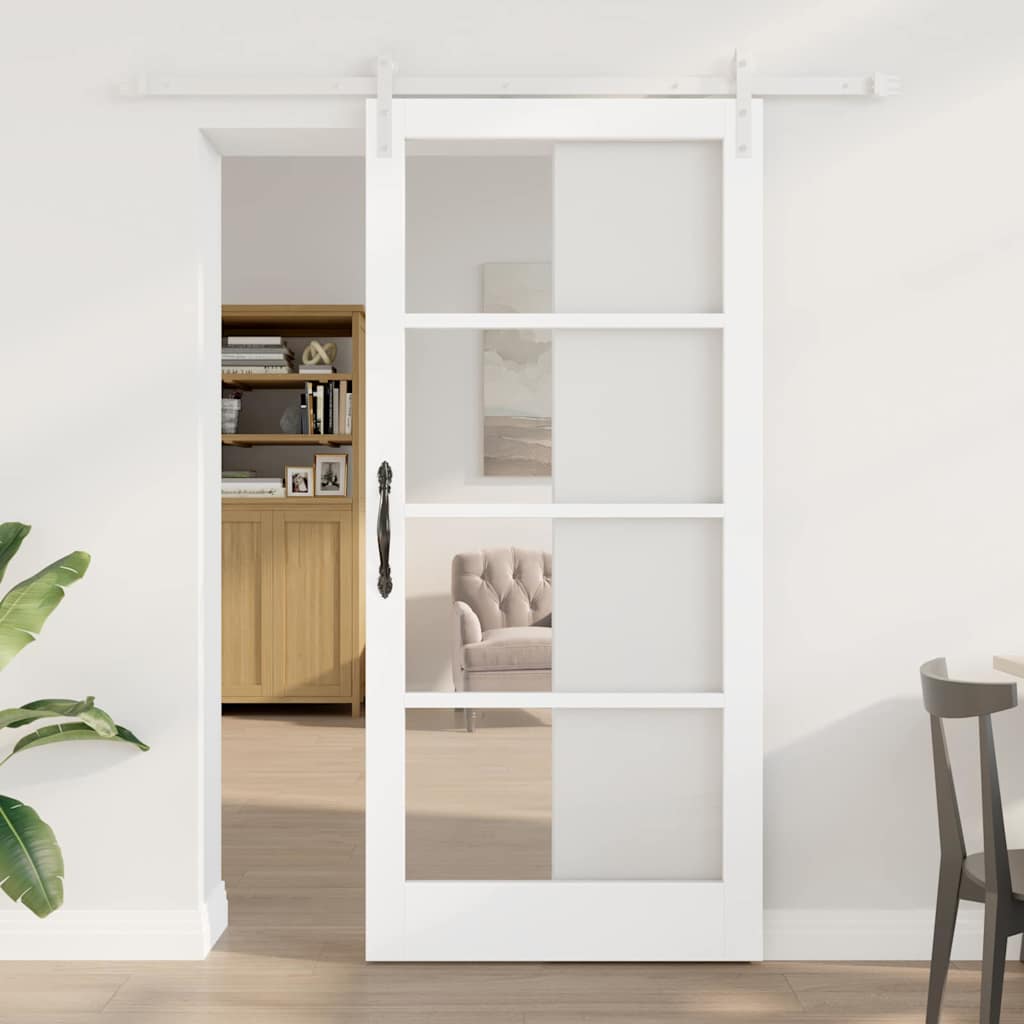 Schiebetür ORKDAL Weiß 93 x 202 cm Solid Pine Wood and Glass