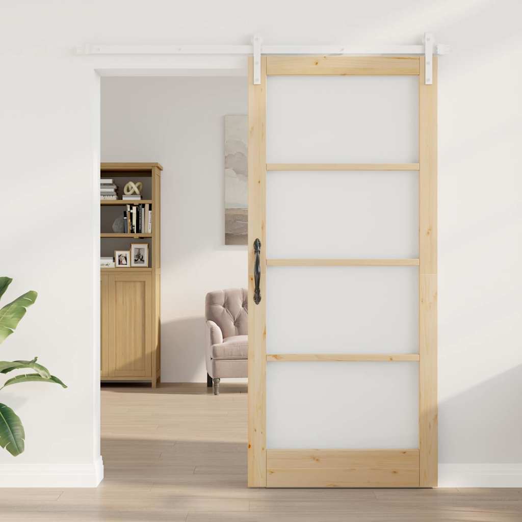 Schiebetür ORKDAL Natur 93 x 211 cm Solid Pine Wood and Glass