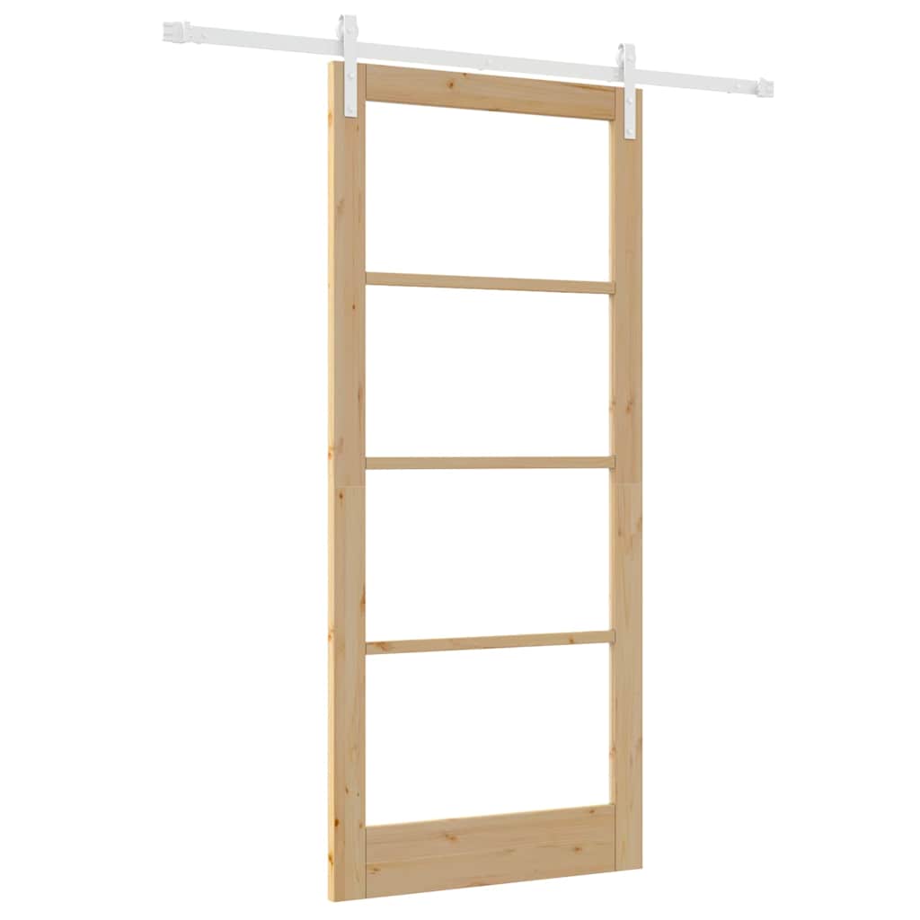 Schiebetür ORKDAL Natur 93 x 211 cm Solid Pine Wood and Glass