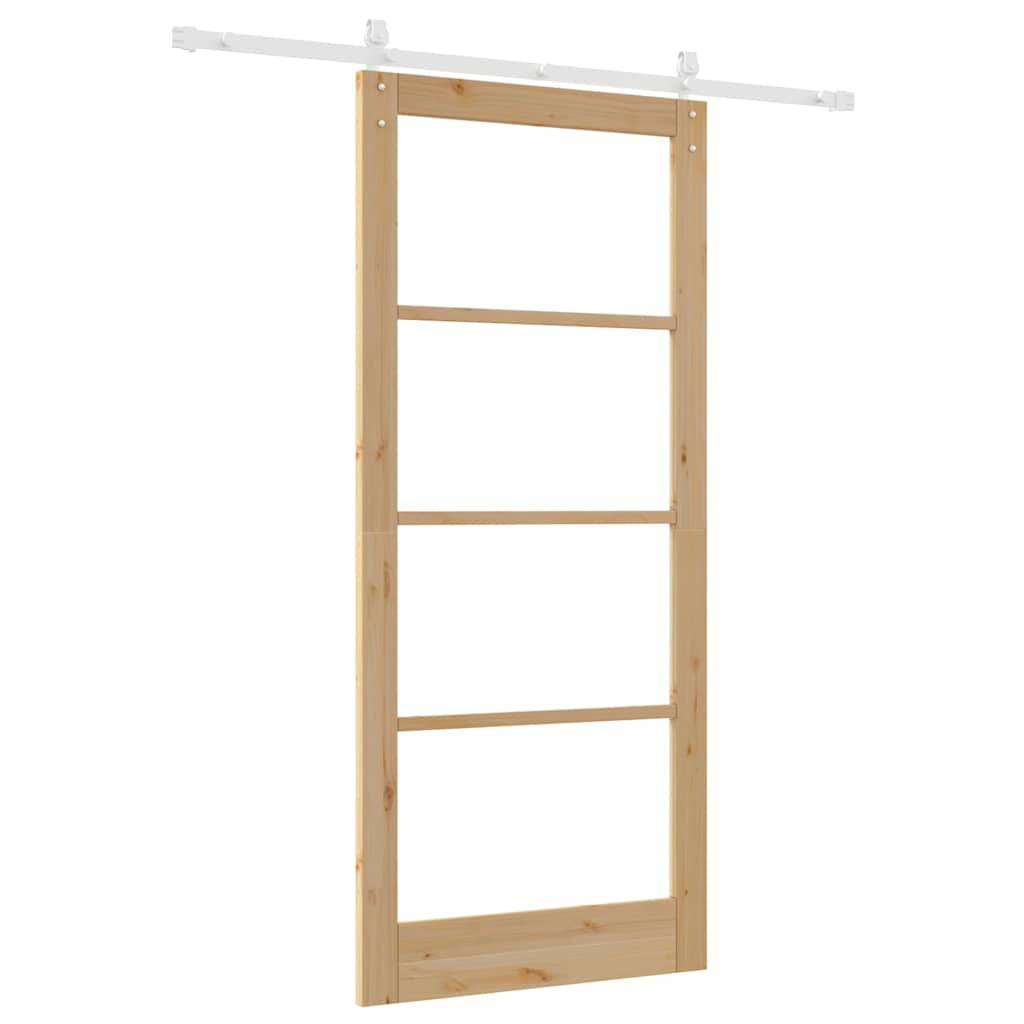 Schiebetür ORKDAL Natur 93 x 211 cm Solid Pine Wood and Glass