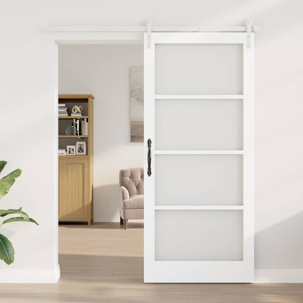 Schiebetür ORKDAL Weiß 93 x 211 cm Solid Pine Wood and Glass