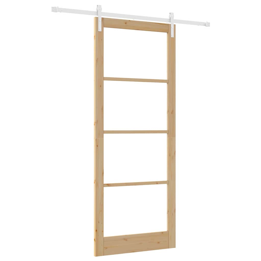 Schiebetür ORKDAL Natur 93 x 232 cm Solid Pine Wood and Glass